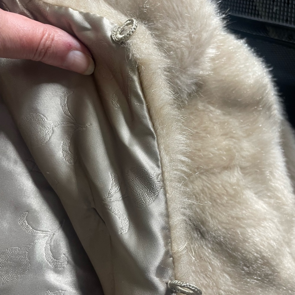 Vintage Elegant Cream Faux Fur Coat - Sears Brand